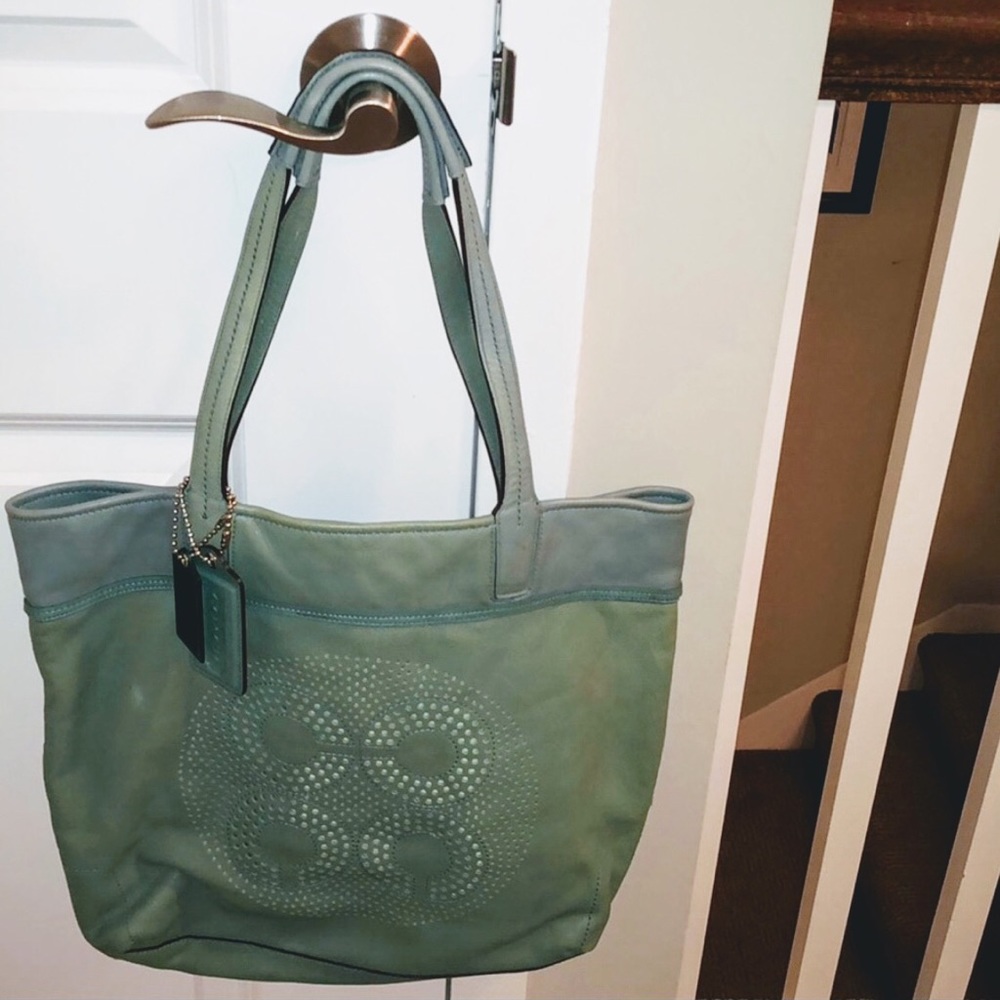 Teal Coach shoulder bag